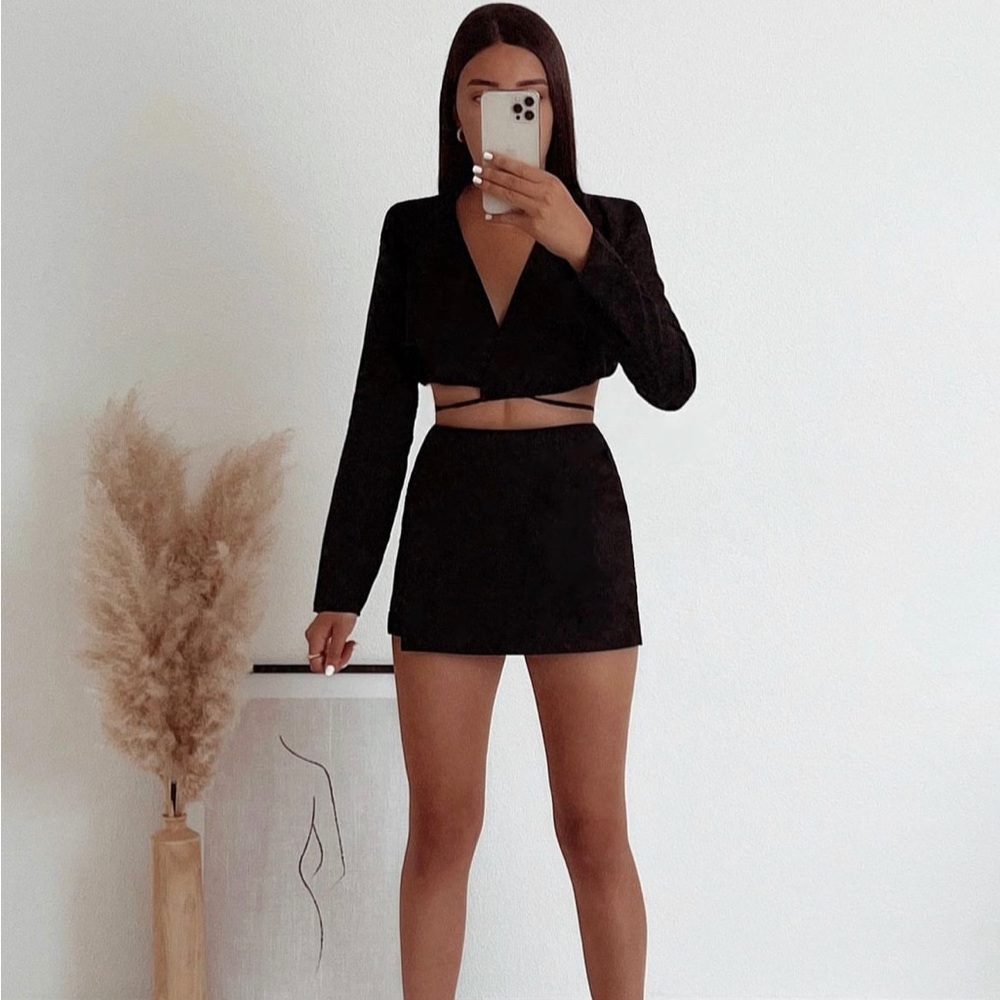 ZARA Tied Cropped Blazer Set